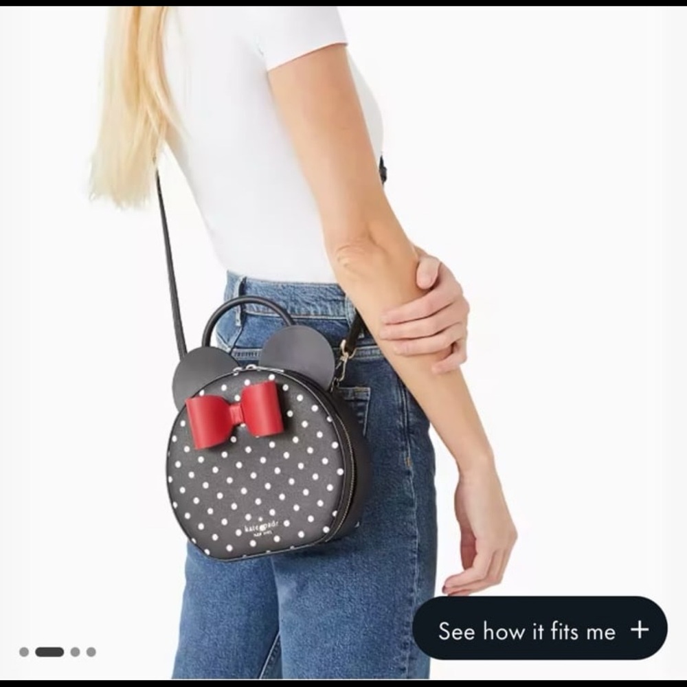 Kate Spade Black and White Polka Dot Mini Bag with Red Bow